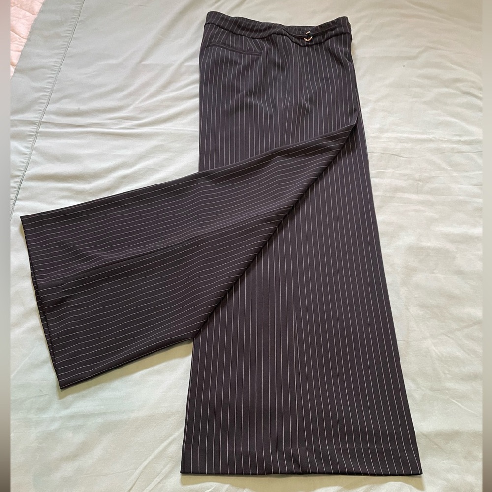 Roz & Ali Navy blue Pinstripe Wide-Leg Trousers